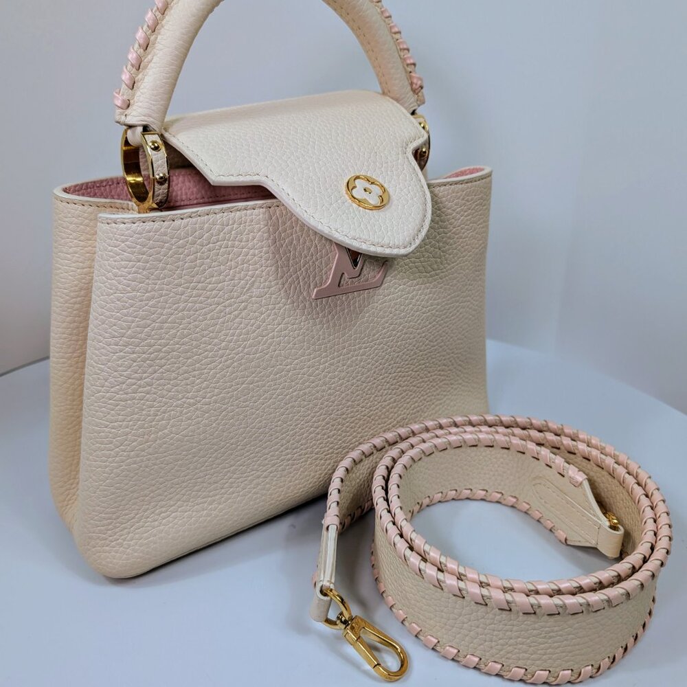 Louis Vuitton Rare Pink and Cream Capucines BB in Grained Taurillon Leather - Picture 8 of 16